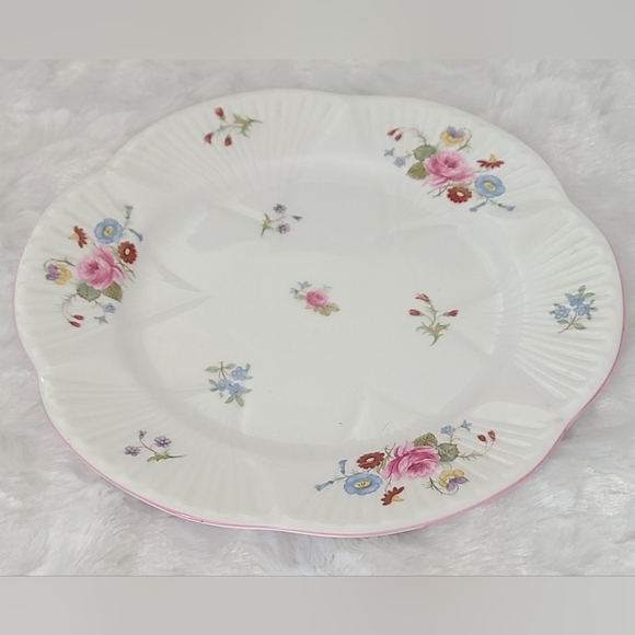 Shelley England Rose and Red Daisy Fine Bone China Cup, Saucer, Cake Plate - Picture 9 of 14